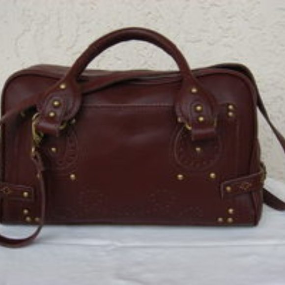 BCBG Montana Mocha Leather Satchel - Picture 3 of 3